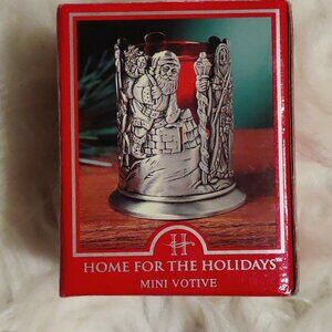 Home For The Holidays Santa Through Out Time  Red Pewter Votive 3" 1999